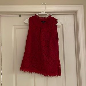 Jcrew, red lace sleeveless top, size small
